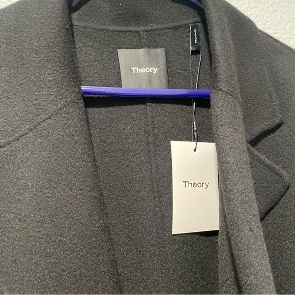 Womens Theory Black Wool Cashmere Coat | Size:L - Picture 2 of 7